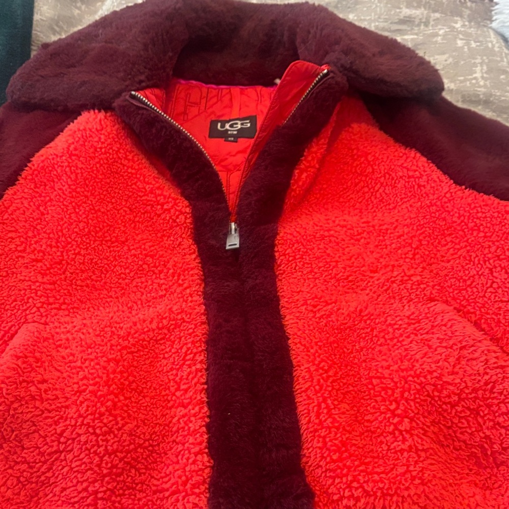 UGG Women's Red and Burgundy Bomber Jacket